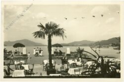 klagenfurt, ausblick vom cafe restaurant des strandbades auf den wörthersee