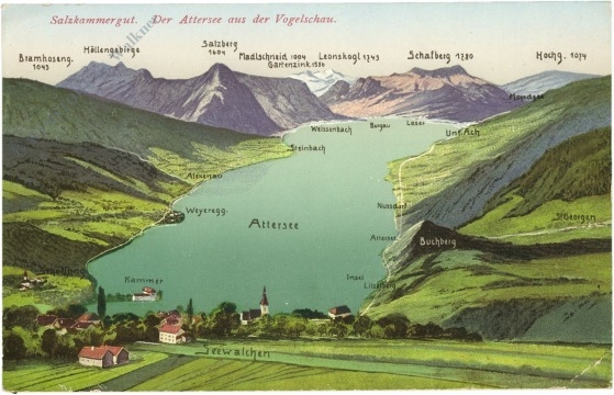 attersee, der attersee aus der vogelschau
