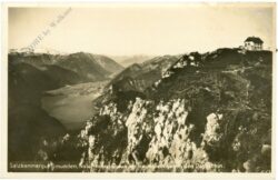 gmunden, naturfreundehaus am traunstein gegen den dachstein