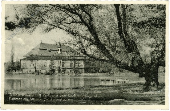 kammer am attersee, schloss kammer mit parkpartie vom kindererholungsheim kammer am attersee, schloss kammer mit parkpartie vom kindererholungsheim