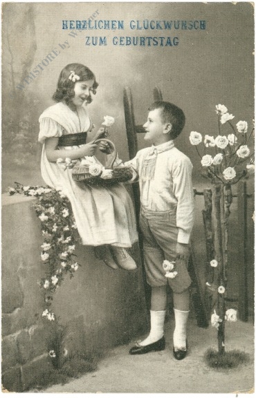 geburtstag: kinder mit rosen geburtstag: kinder mit rosen