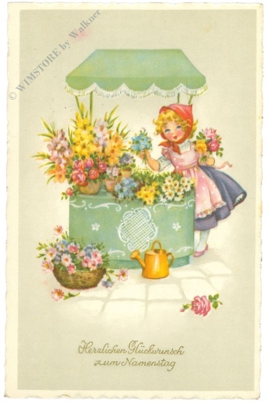 namenstag: floristin mit ihrem laden