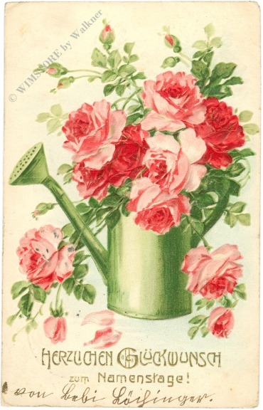 namenstag: rosen in gießkanne