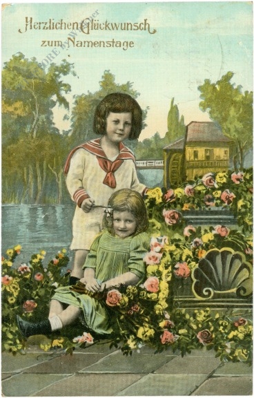 namenstag: kinder mit rosen