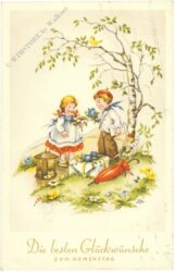 namenstag: kinder mit geschenken