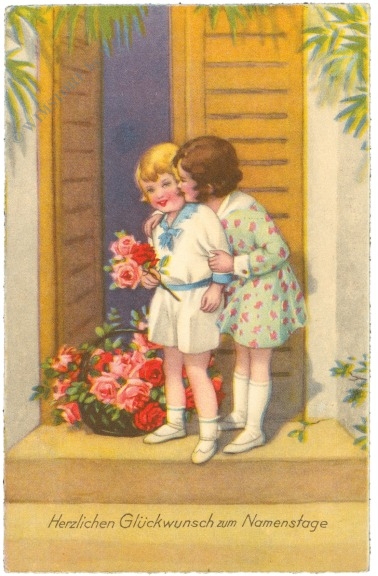 namenstag: kinder mit rosen