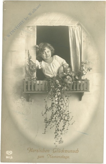 namenstag: mädchen lehnt im fenster