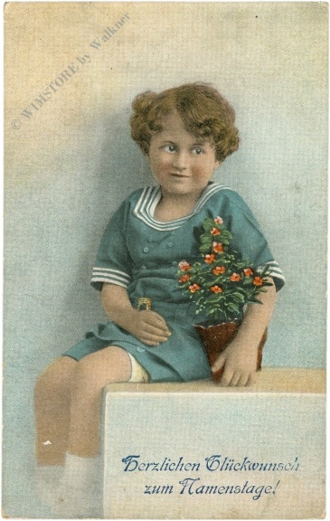 namenstag: kind mit blumen