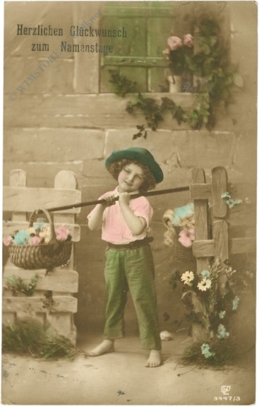 namenstag: kind mit blumen