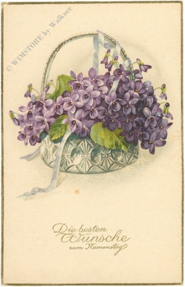 namenstag: ein korb voller veilchen