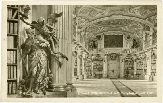admont, stiftsbibliothek, mit holzplastik "der tod" admont, stiftsbibliothek, mit holzplastik "der tod"