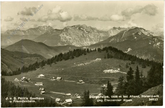 aflenz, pertl's gasthaus und fremdenheim, bürgeralpe gegen eisenerzer alpen