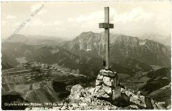 eisenerz, gipfelkreuz am polster mit erzberg