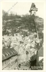graz, schlossbergsteig mit uhrturm