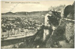 graz, blick vom schlossberg mit starckehäuschen