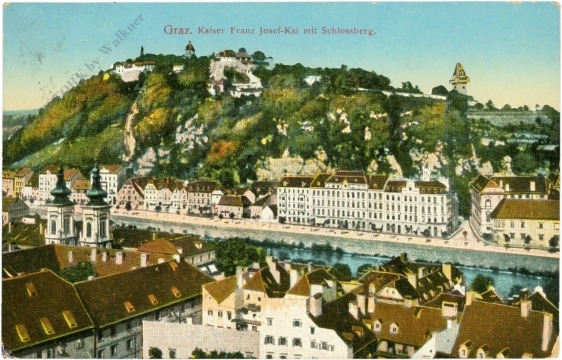 graz, kaiser franz josef kai mit schlossberg