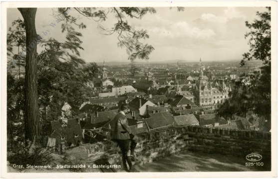 graz, stadtansicht v. basteigarten