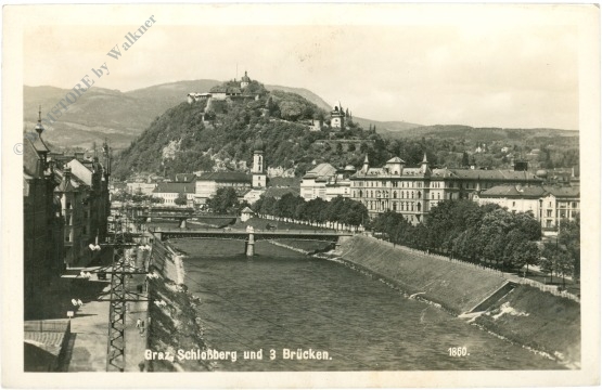 graz, schlossberg und 3 brücken