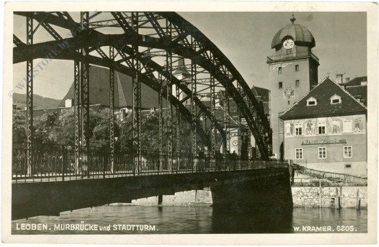 leoben, murbrücke und stadtturm