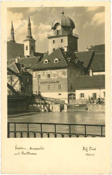 leoben, murpartie mit stadtturm