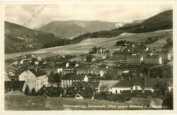 mürzzuschlag,, blick gegen bahnhof und schneealpe