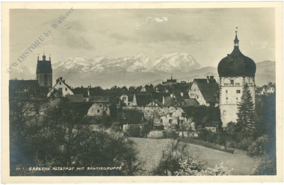 bregenz, altstadt mit säntisgruppe