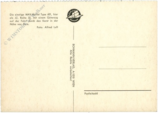 lokomotive mav mallet type 601 mit einem güterzug auf der fahrt durch den karst