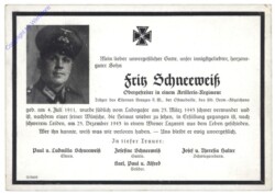 Trauerkarte Fritz Schneeweiß