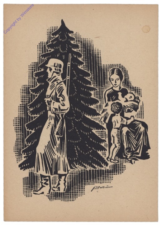 akg10390 Soldat mit Weihnachtsbaum