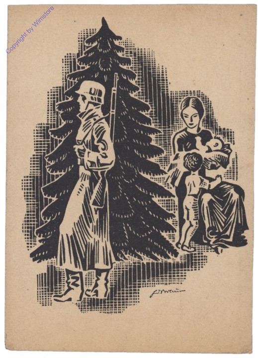 akg10391 Soldat mit Weihnachtsbaum