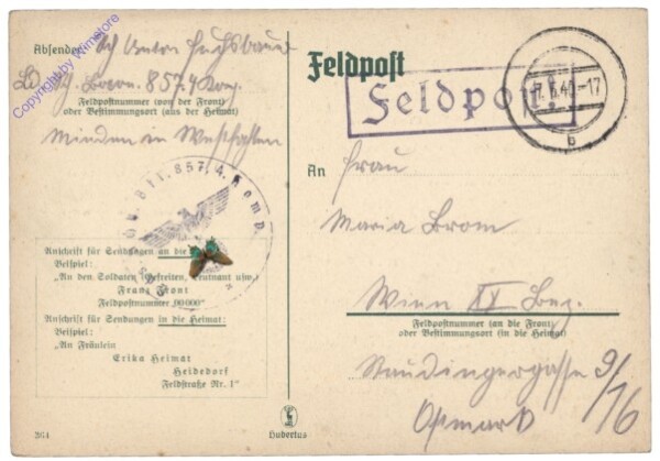 Feldpostkarte 1940