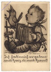 Kind singt mit Vogel - Hummel