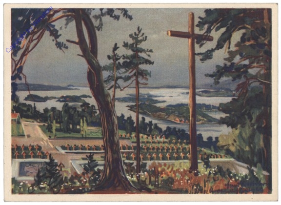 akg10421 Der stimmungsvolle deutsche Ehrenfriedhof auf dem Ekkeberg bei Oslo