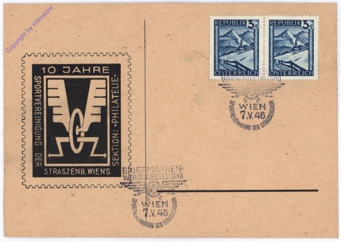 10 Jahre Sportvereinigung der Straszenb. Wien's, Sektion: Philatelie
