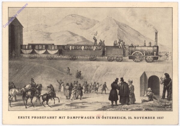 Erste Probefahrt mit Dampfwagen in Österreich 1837