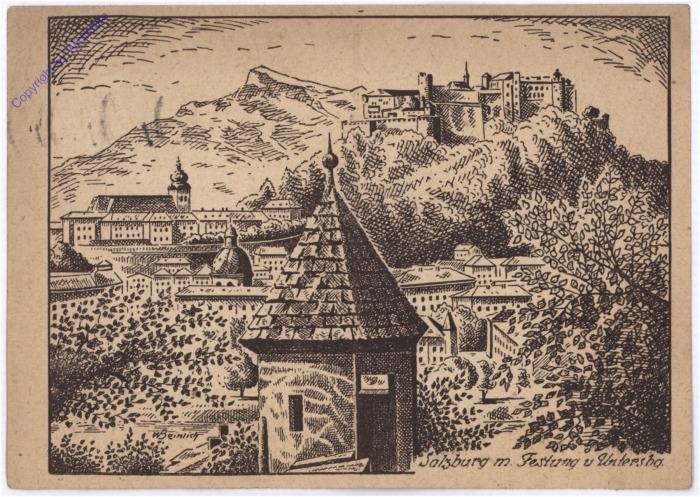 Salzburg mit Festung, Stempel: Jagdflieger