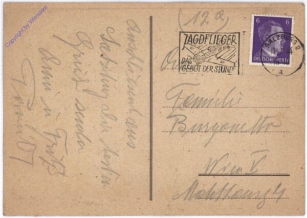 Salzburg mit Festung, Stempel: Jagdflieger