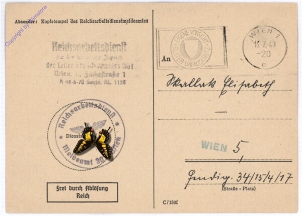 Postkarte Reichsarbeitsdienstpflichtige