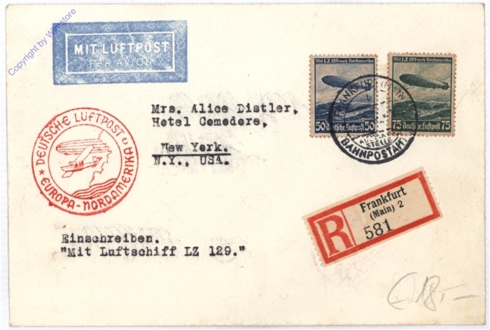 Briefumschlag: "Mit Luftschiff LZ 129"