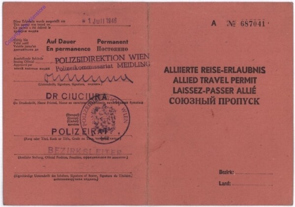 akg10742 Alliierte Reise-Erlaubnis
