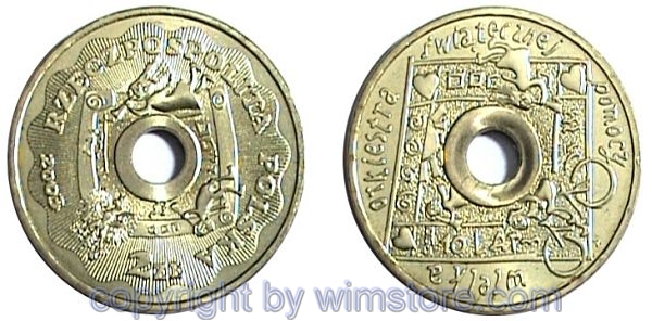 Polen, 2 Zlote 2003, Wohlfahrtspflege, Lochmünze, Y 446, Alu/Bro