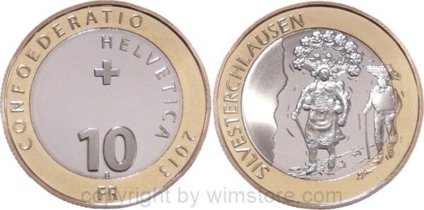 Schweiz, 10 Franken 2013, Silvesterchlausen, KM 146, Bi-Metall