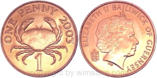 Guernsey, 1 Penny 1998, 2003, 2006, 2012, KM 89, Stahl verkupfert