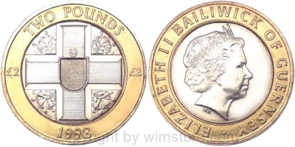 Guernsey, 2 Pounds 1998, 2003, 2006, KM 83, Nickel/Messing