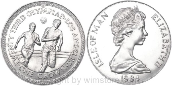Insel Man, 1 Crown 1984, XXIII. Sommer Olympiade 1984 in Los Angeles - Langstreckenläufer, KM 118, Ku/Ni