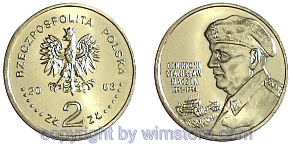 Polen, 2 Zlote 2003, Stanislaw Maczek, Y 456, Alu/Bro