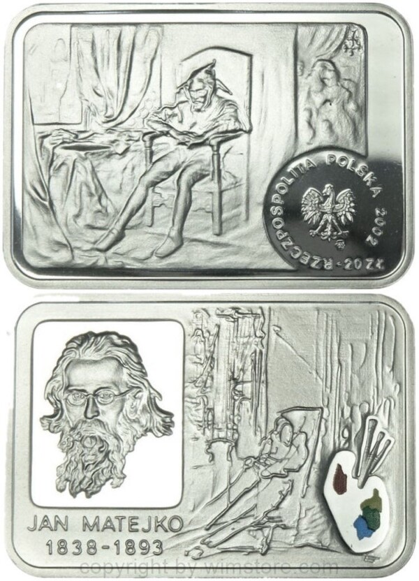 Polen, 20 Zlotych 2002, Polnische Maler - Jan Matejko, Y 442, Silber