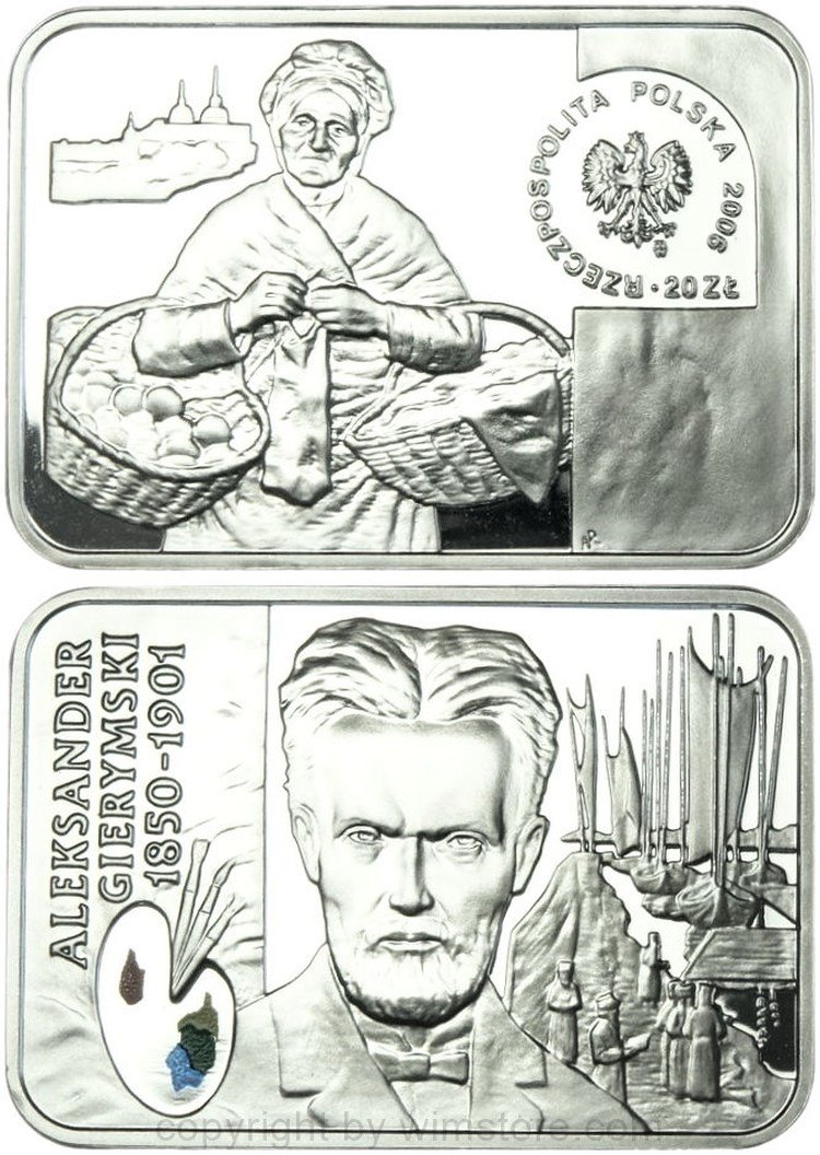 Polen, 20 Zlotych 2006, Polnische Maler - Aleksander Gierymski, Y 604, Silber
