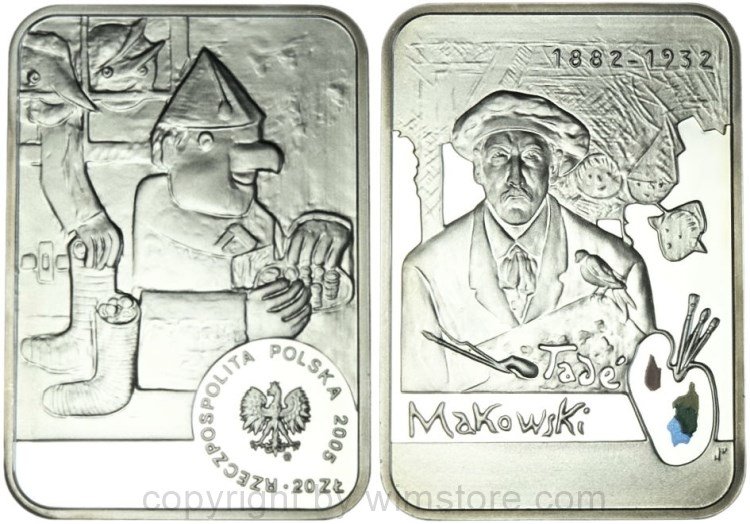 Polen, 20 Zlotych 2005, Polnische Maler - Tadeusz Malkowski, Y 542, Silber