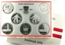 2. Republik, Set, 7 x 100 Schilling 1976, XII. Olympische Winterspiele 1976 in Innsbruck, Silber